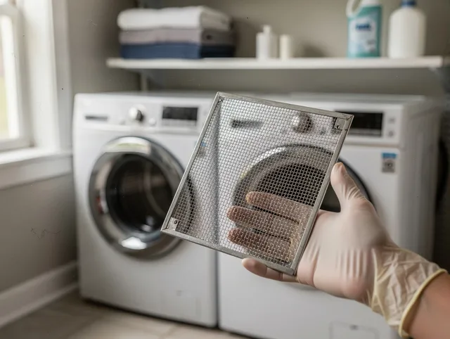 Port Orange Dryer Vent Cleaning specialist performing detailed lint trap cleaning service in Port Orange