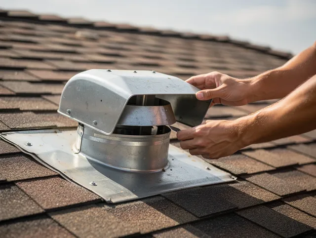 Port Orange Dryer Vent Cleaning certified technician safely cleaning a roof-mounted dryer vent in Port Orange