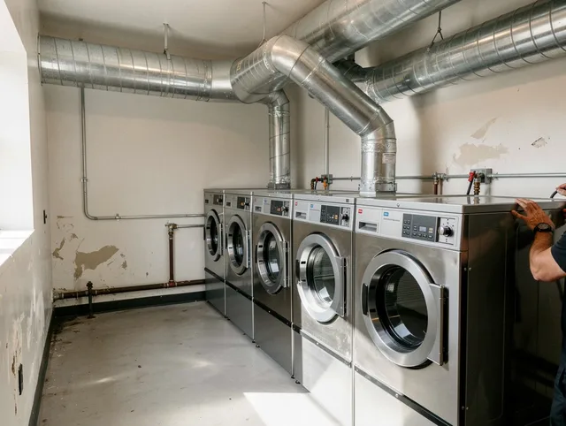 Port Orange Dryer Vent Cleaning team performing large-scale commercial dryer vent cleaning in Port Orange