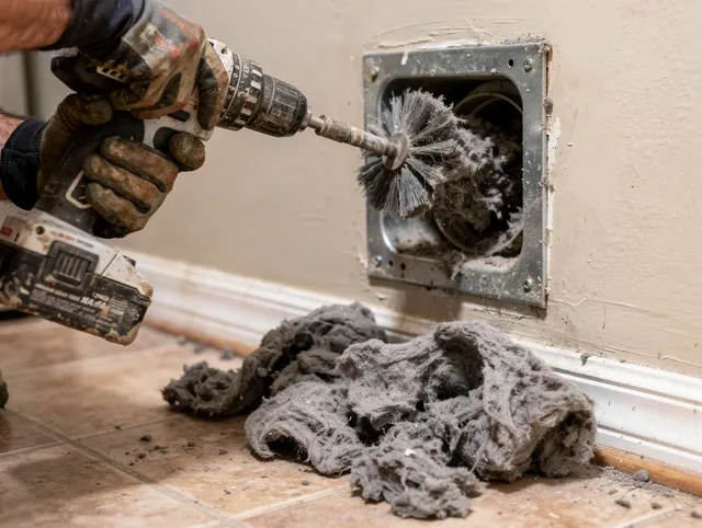 Certified Port Orange Dryer Vent Cleaning technician performing dryer vent cleaning in Port Orange